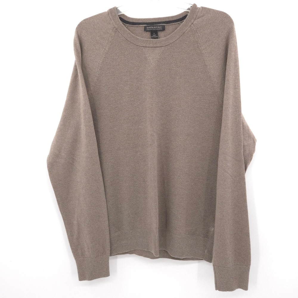 Banana Republic Cotton Cashmere Sweater Mens Large Brown Crewneck Raglan